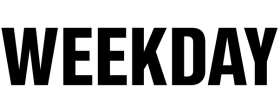 Black Weekday logo on transparent background to display on a logo carousel of Brands that work with Soreto