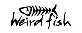 Black Weird Fish logo on transparent background to display on a logo carousel of Brands that work with Soreto
