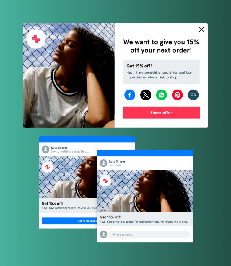 Soreto referral share journey shown on social media posts