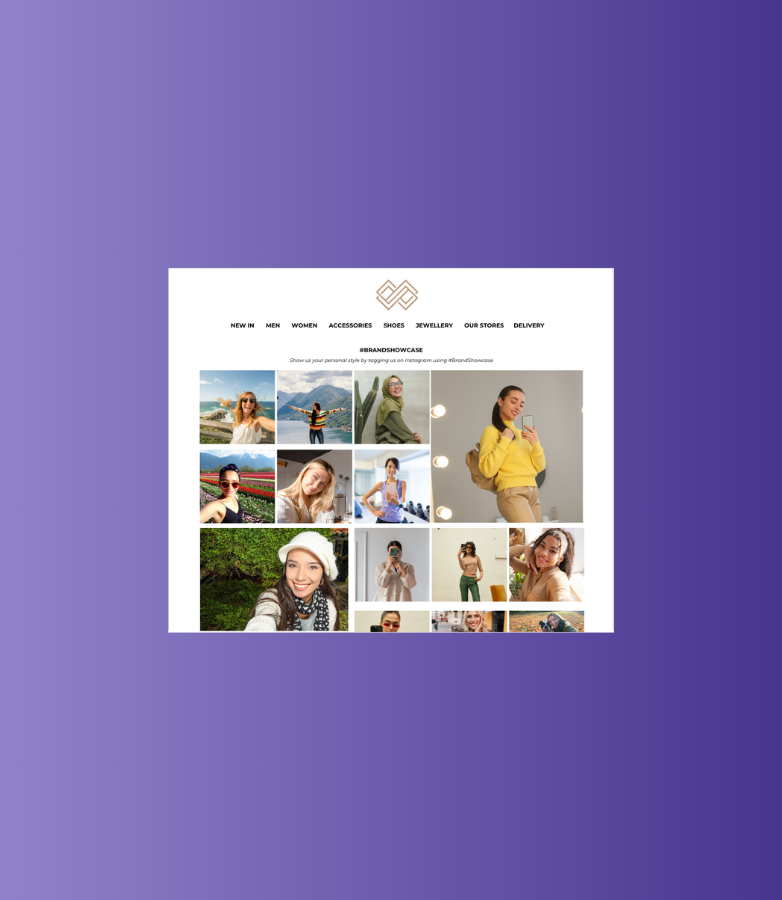 Image illustrating a shoppable gallery widget that allows customers to view authentic UGC content showcasing a brand's items