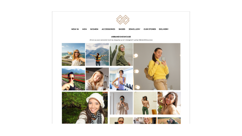 Image illustrating a shoppable gallery widget that allows customers to view authentic UGC content showcasing a brand's items